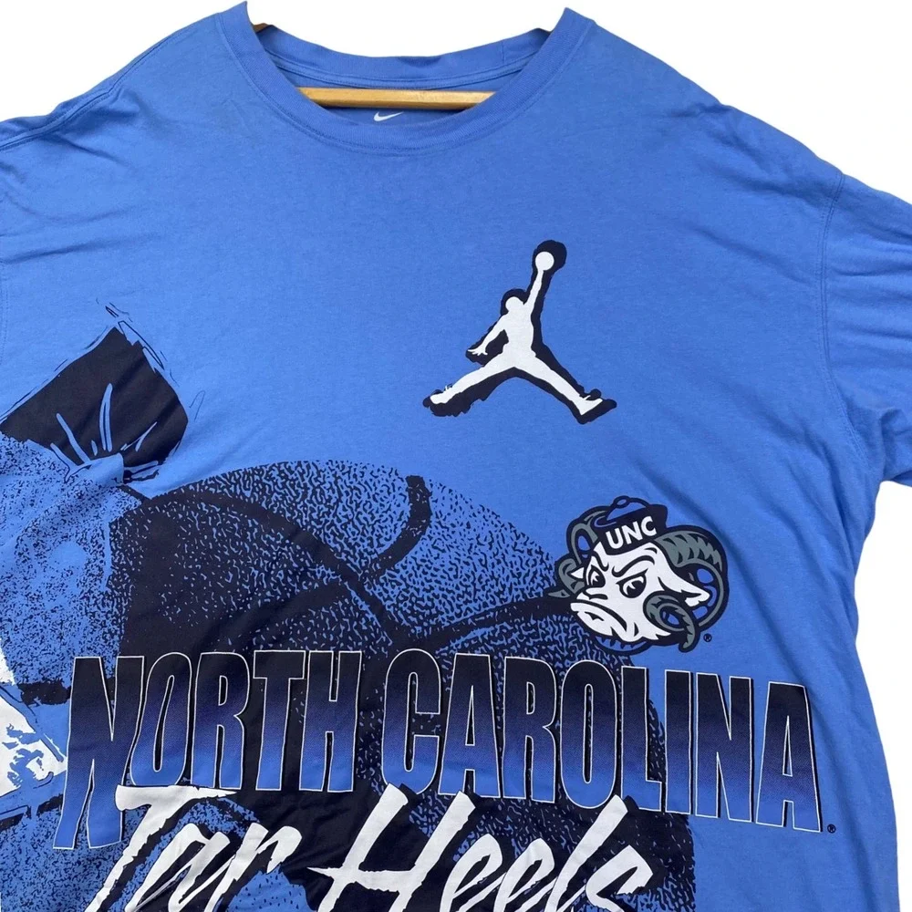 Nike Jordan North Carolina Tar Heels Mens 2XL Blue Graphic T-Shirt UNC Jumpman